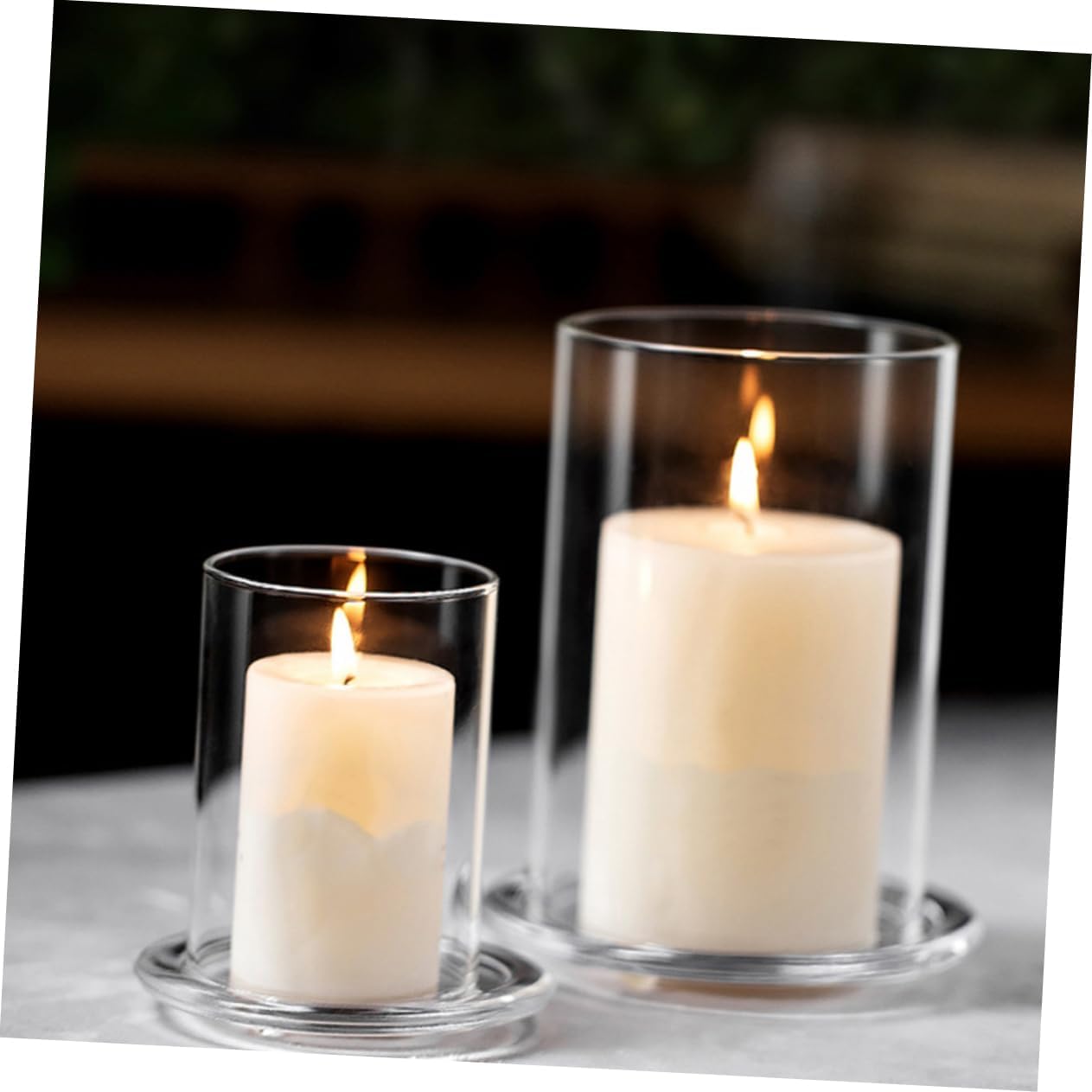 3pcs Glass Cylinder Candle Holder Votive Candle Holders Windproof Protectors