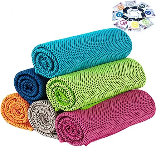 Cooling Towel 6 Pack, 36"x12" Cooling Towels for Neck and Face, Soft Microfiber Ice Towel, Breathable Chilly Towel for Instant Cooling, Stay Cool for Yoga, Sport, Workout, Running, Camping, Gym
