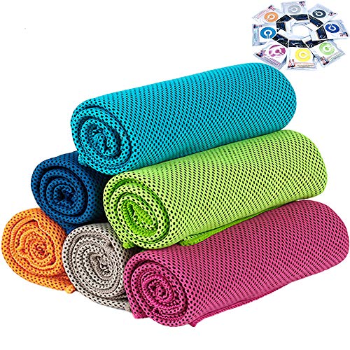 Cooling Towel 6 Pack, 36"X12" Cooling Towels For Neck And Face, Soft Microfiber Ice Towel, Breathable Chilly Towel For Instant Cooling, Stay Cool For Yoga, Sport, Workout, Running, Camping, Gym #TOP2