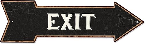 Señal de salida Negro Flecha derecha Vintage Mirando Signo Entrada Negocio Street Sign 5x17 205170003016