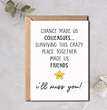 LarsonDesign Chance Made Us Colleagues Card - Surviving This Crazy Place Made Us Friends - Funny New Job Card - Work Friend Leaving Cards - Leaving Cards To Colleagues Gift - Good Luck Work Gift