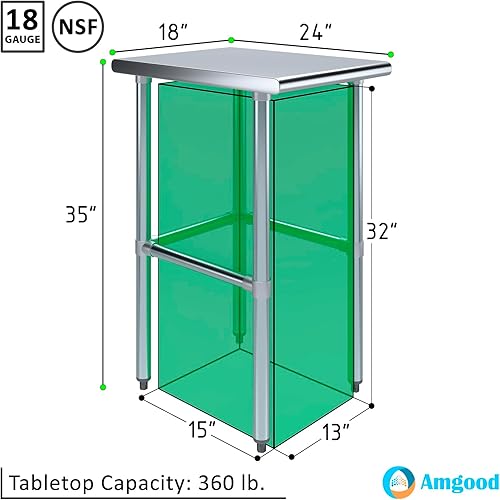 Vista 201 de Mesa de trabajo de acero inoxidable AmGood
