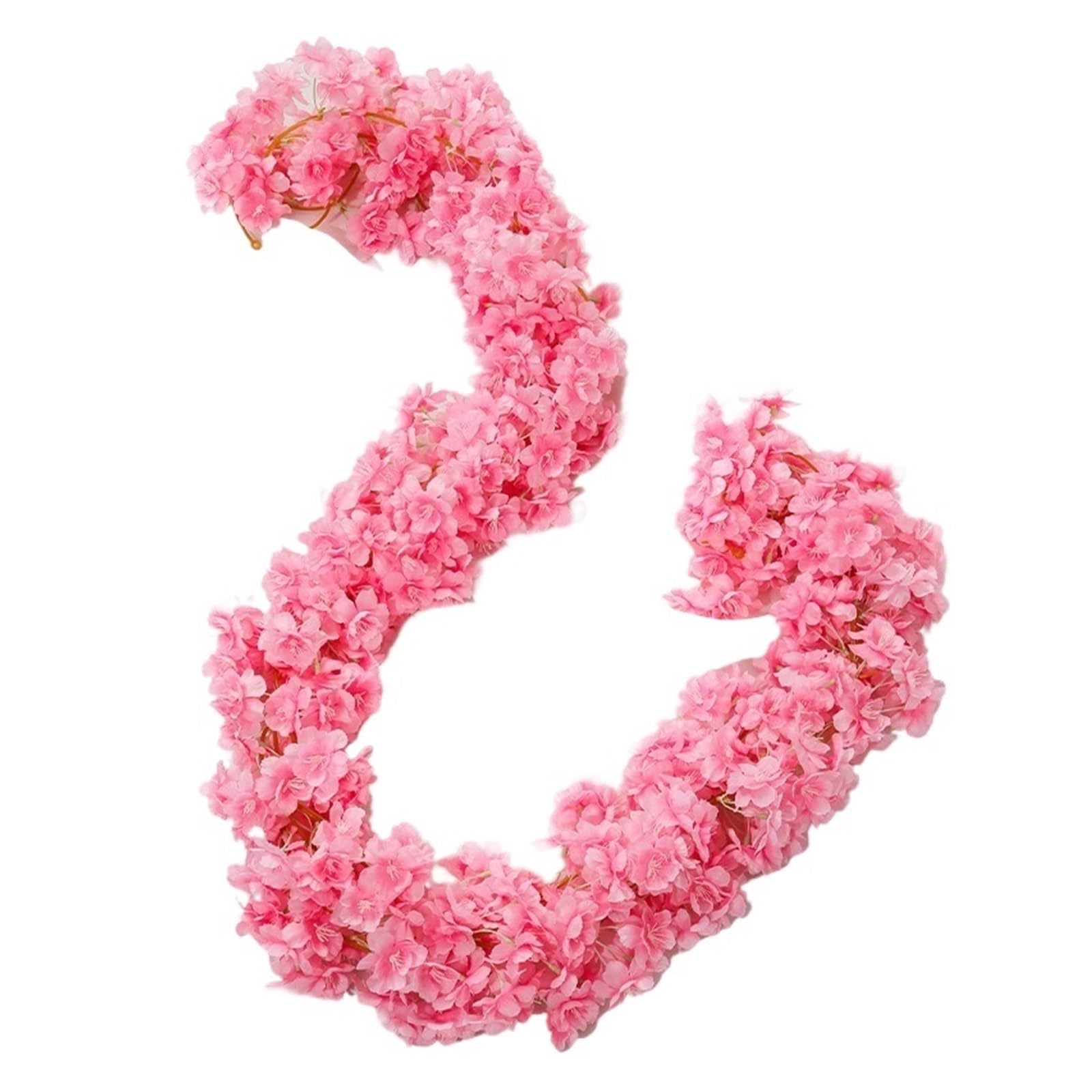 YUPLIODSX Artificial Flower Vine 180cm Artificial Flowers Cherry Blossom Sakura Garland Garden Backdrop Decoration Vine(Dark Pink,1pcs)