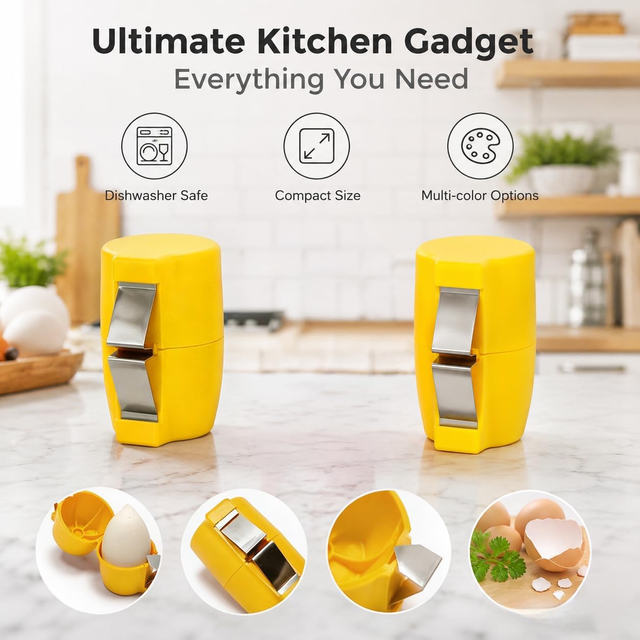 Handheld Egg Shell Opener, Eggshell Separator and Cutter, Food Grade PP Stainless Steel Egg Topper Cutter for Chicken Duck Eggs, Portable Lightweight Kitchen Gadget for Home Cooking Baking (yellow) image 4