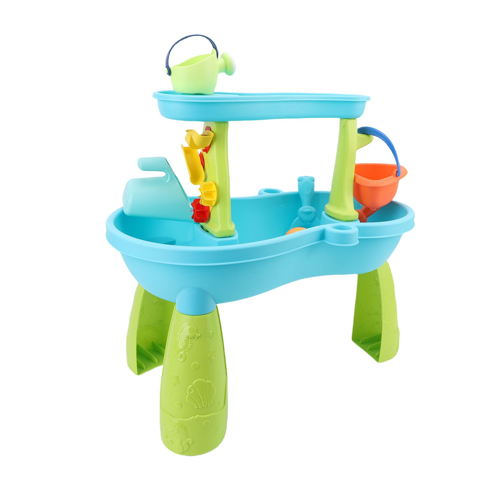 Cryfokt Sand- und Wassertisch für, Großer Wassertisch Im Strandstil mit Zwei Zonen, Kleinkind-, Sensorischer Spieltisch mit Schaufel, Eimer, Formenset für den Innen- und Außenbereich Im Alter von 1