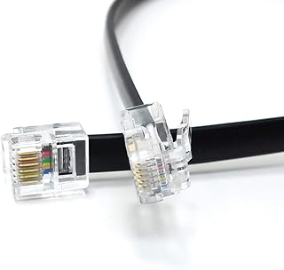 MainCore 2m long FLAT RJ12 to RJ12 / (6P6C) High Speed Internet Broadband Router Modem Phone Cable Lead Cord / (p.s. RJ12 is RJ11 with 6 wire) (2m)