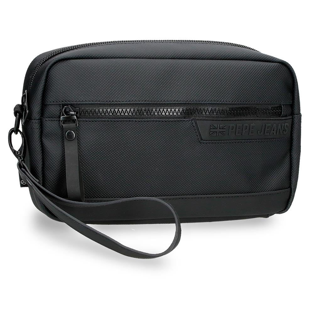 Pepe Jeans Dorking Black Handbag 24.5x15x6 cm Polyester with Synthetic Leather Details by Joumma Bags