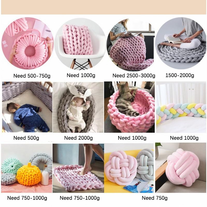 Lana de 1 kg de grosor, hilo súper grueso para tejer a mano, manta de punto, alg grosor, hilo súper grueso para tejer a mano, manta de punto, algodón suave, lana de ganchillo (color: 03) (4)