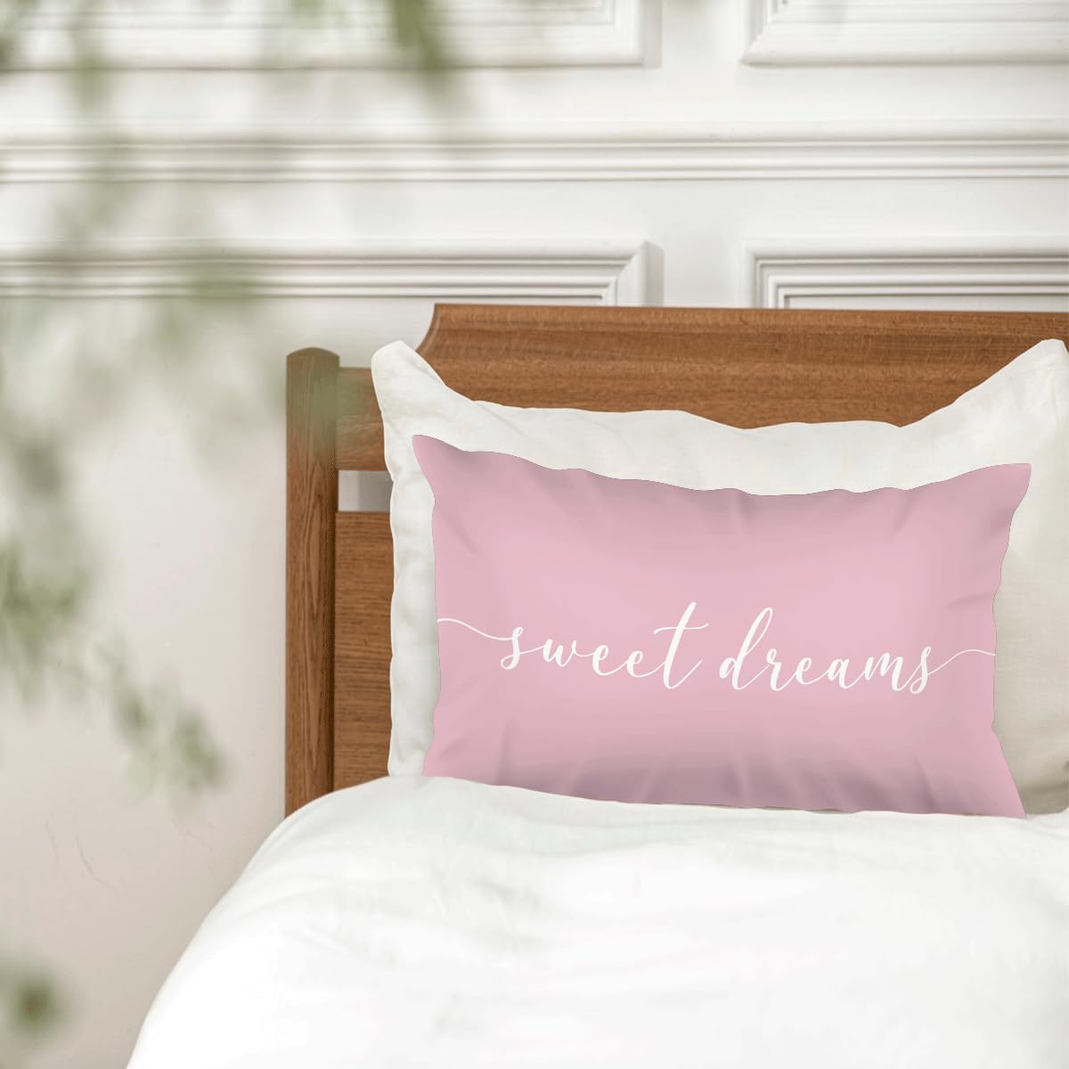 HONLUNG Sweet Dreams Throw Pillow Covers,Bed Decorative Pillows Covers, 12x20 Pillow Cover,Farmhouse Bed Room Decor Sesthetic,Home Decor for Couch Bed Bedroom(Pink) - Image 2