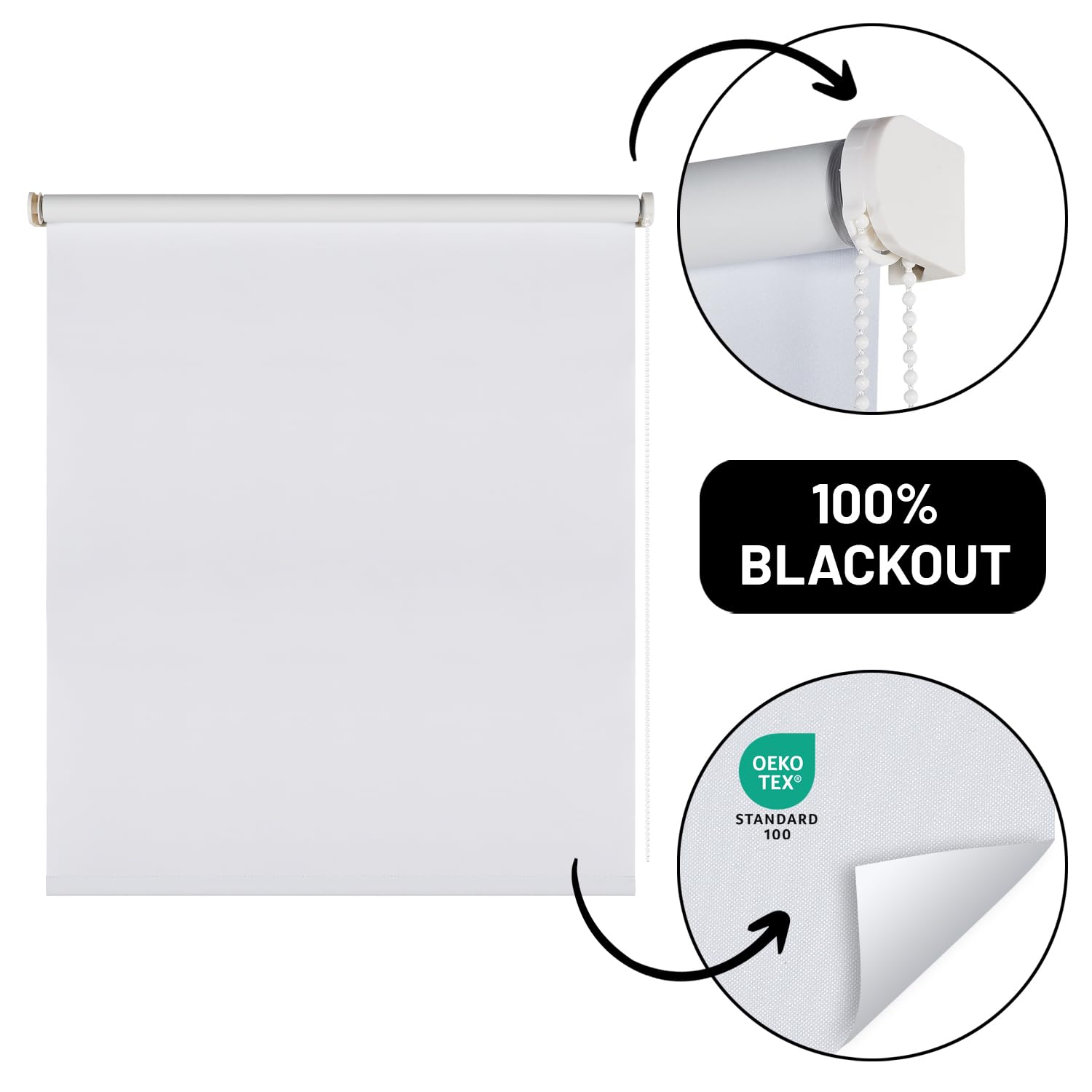 STORESDECO Tenda a rullo oscurante termica Bianco 200x250 cm