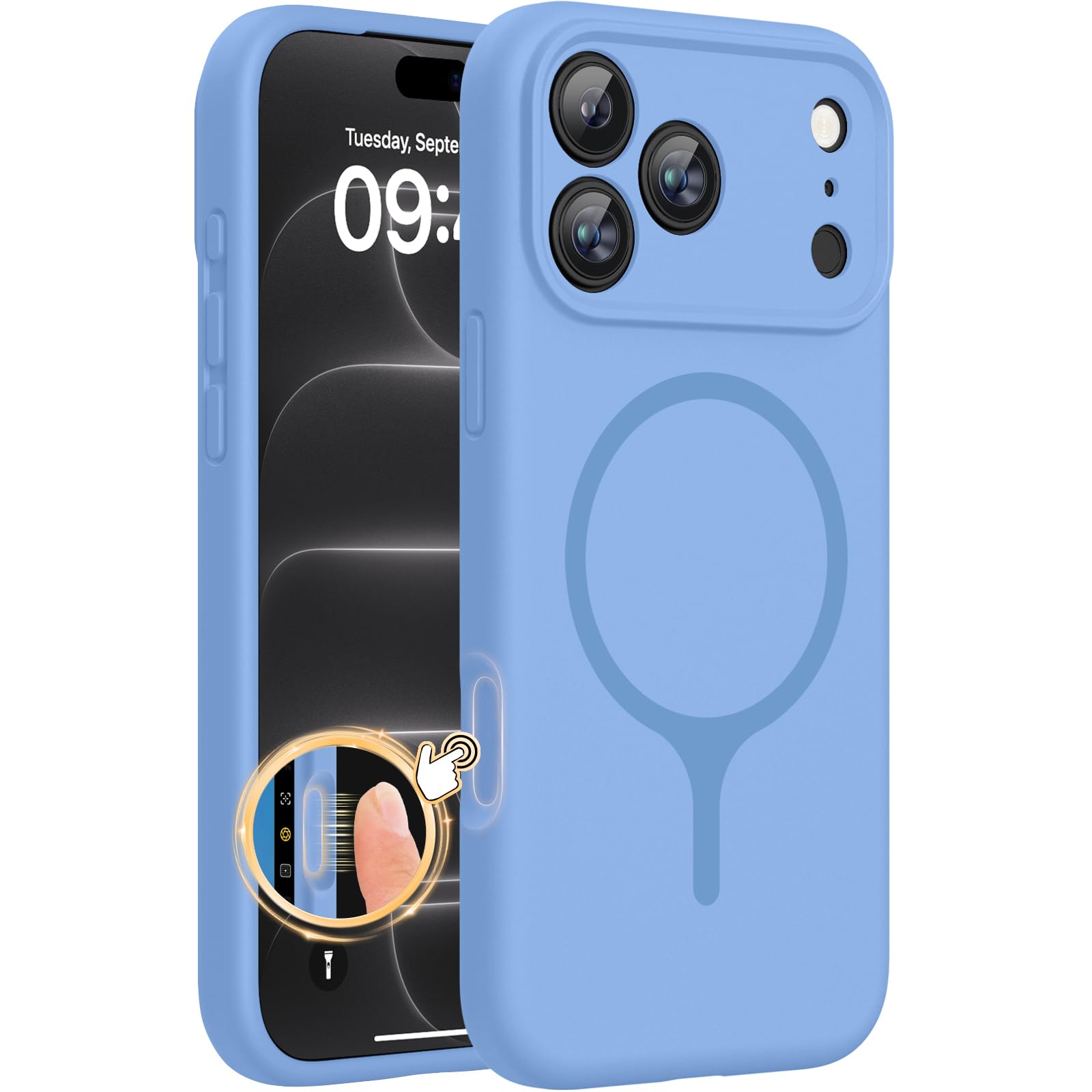 Miracase Magnetic for iPhone 18 Pro Case, Silicone, Glacier
