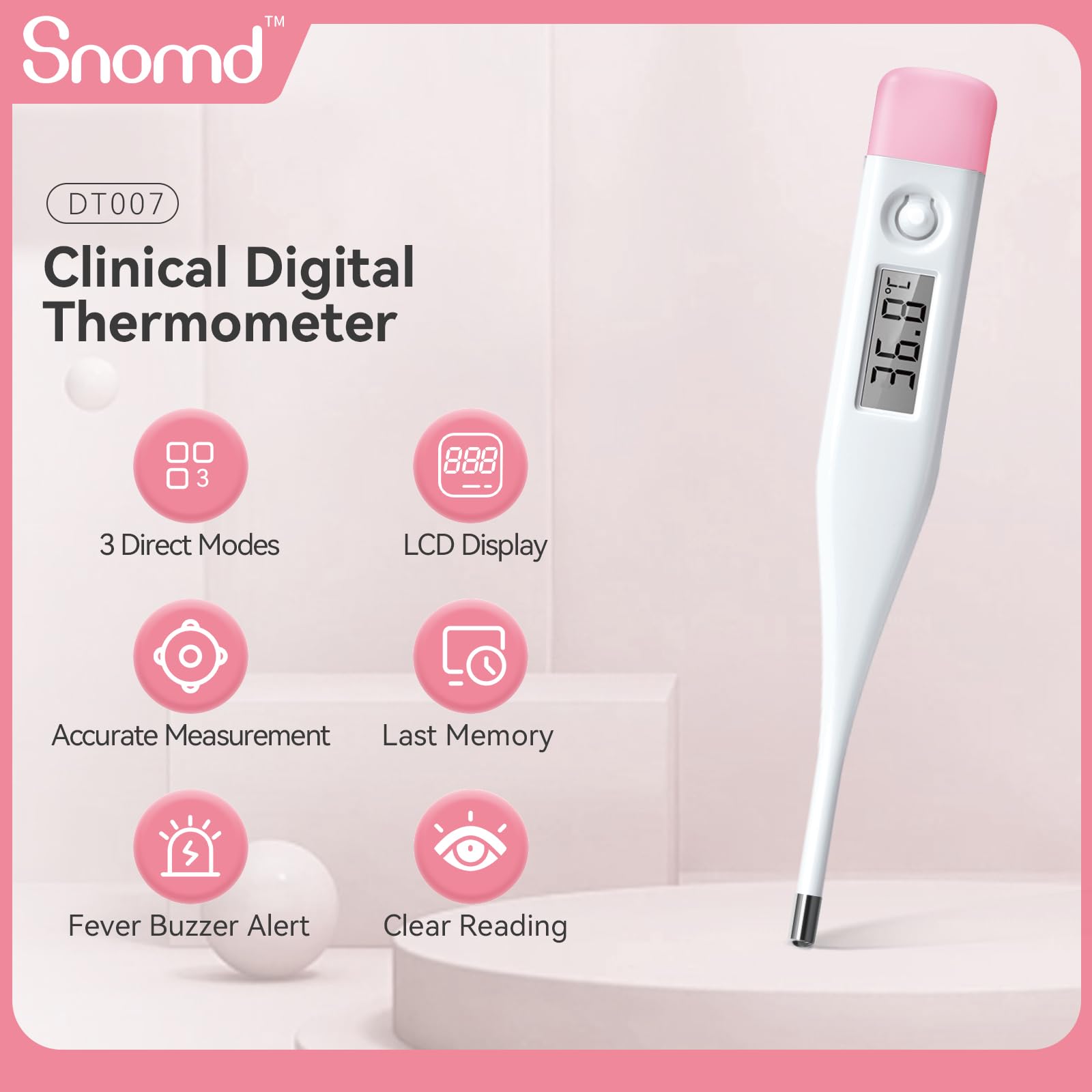 Thermomètre de fièvre numérique pour bébé, Enfant et Adulte, Thermomètre Médical Buccal, axillaire et Rectal pour Enfants fiévreux avec alarme et commutateur °C/°F