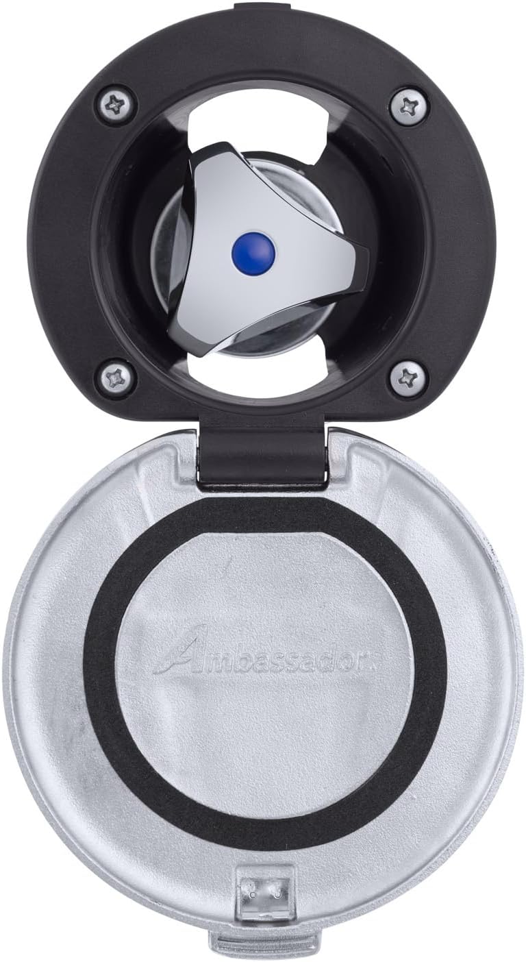 Ambassador Marine Trinidad- Recessed Control Valve (Cold Only), Black Cup with Stainless Steel Lid, Chrome Trinidad Handle - 136-0249-CK-W