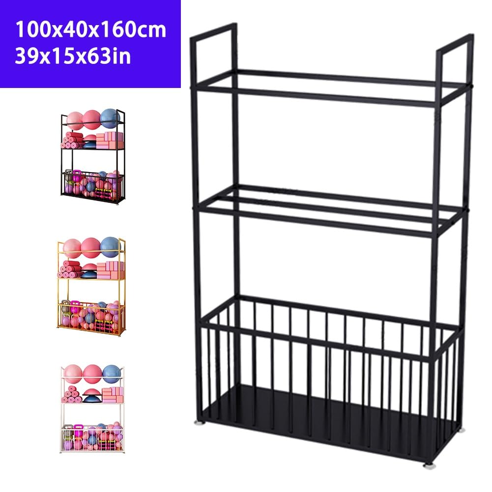 Soporte para Esterilla de Yoga, Resistente Estante de Almacenamiento para Equipo de Yoga - Organizador de Suelo de Gran Capacidad para esterillas de Yoga, Bloques, Pelotas, Rodillos de espum