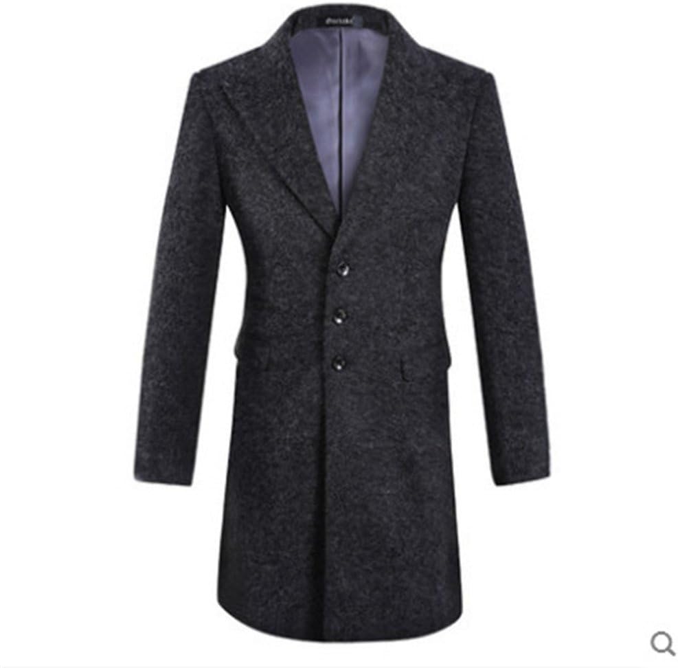 lixus Men's woolen coat fashion and casual men's coat,black,XXXL