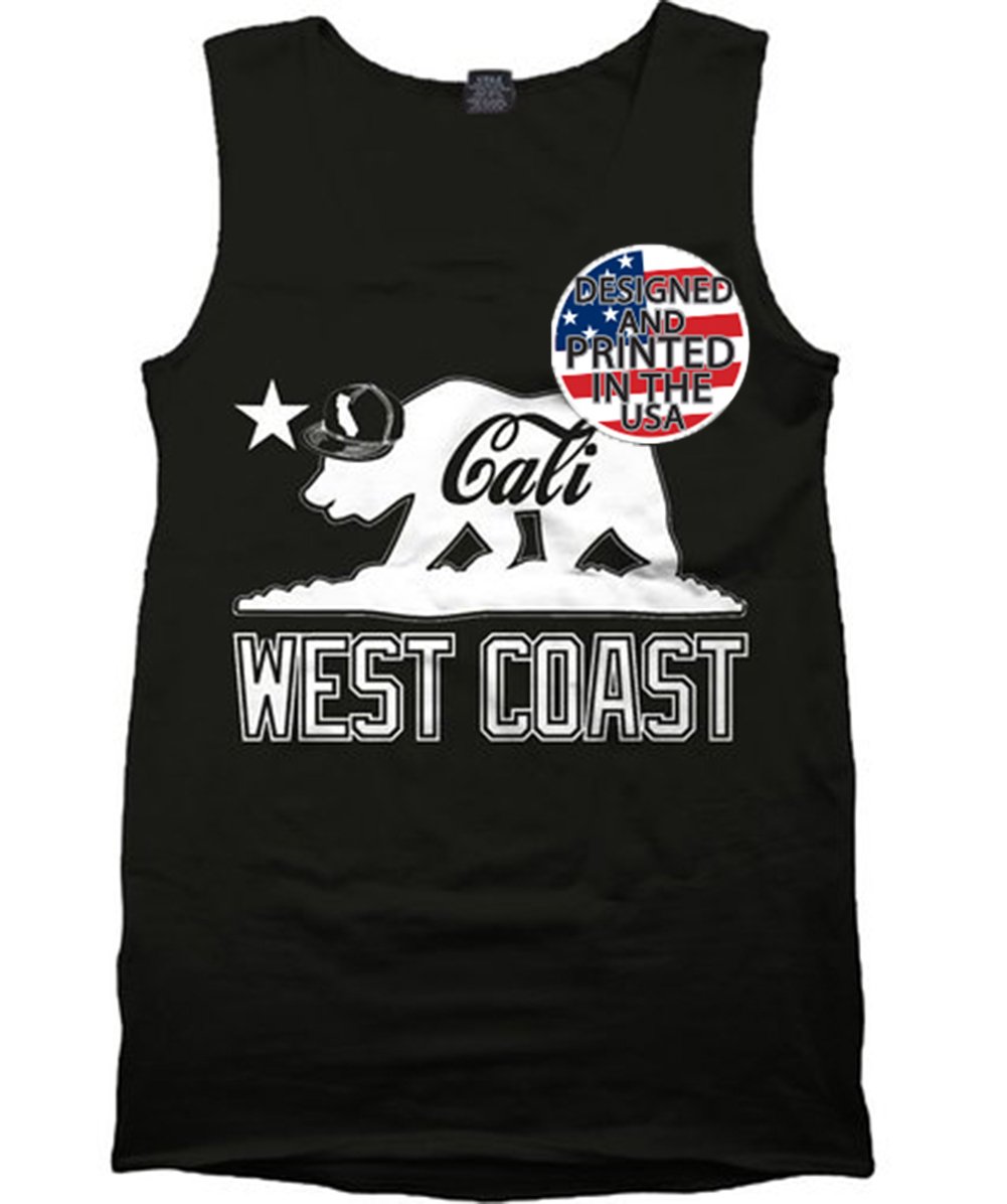 California West Coast Bear Tank Top Gym Workout Muscle T Shirt Urban Wear Cali