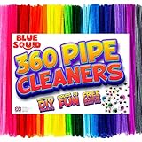 Blue Squid Chenille Stems Pipe Cleaners - 460-Piece Craft Pack with 360 Large Stem Pipe Cleaner & 100 Googly Eyes - Flexible Long Fuzzy Sticks for DIY Arts & Crafts, Home & School Art Supplies