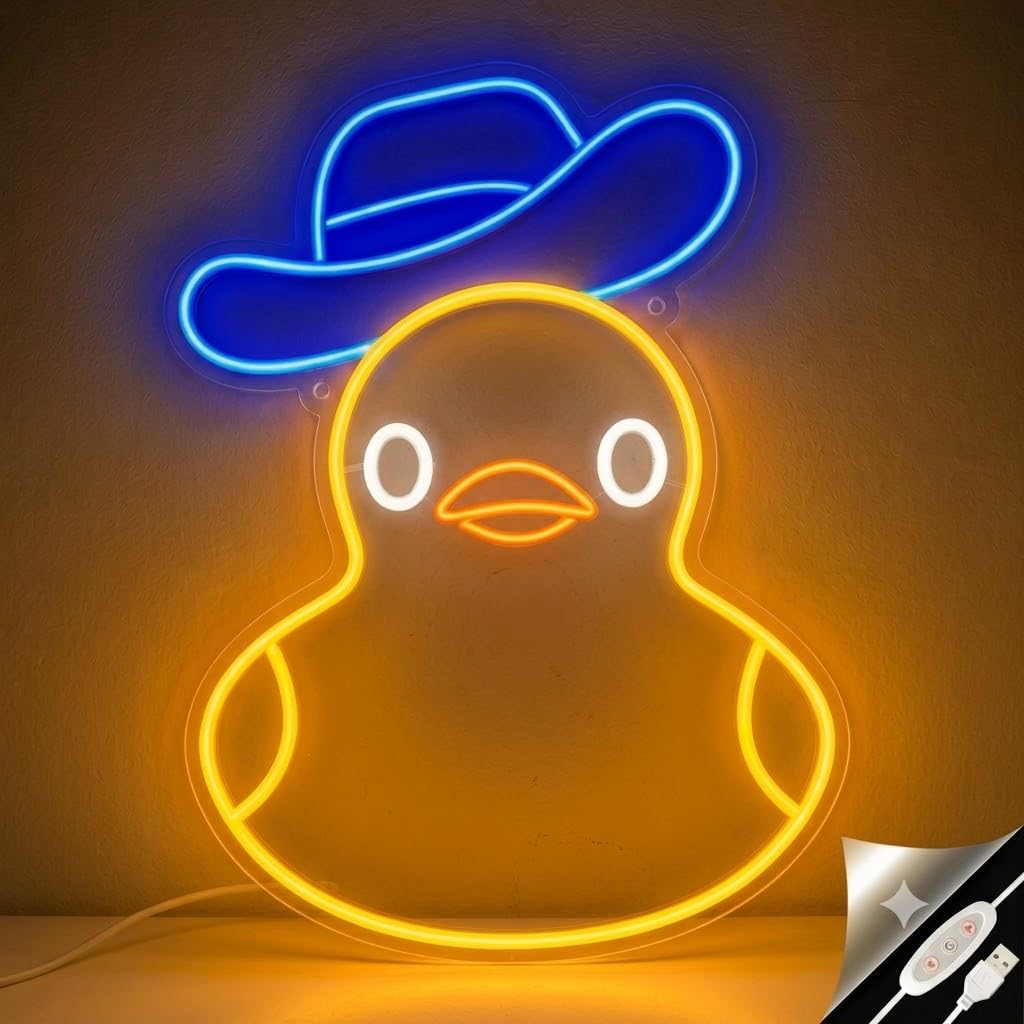 Lampada Neon da Parete – Dimmerabile Duck Lamp Lucina Notte Bambini Cavo USB Alimentato, Lucine Led Decorative Lampada Notturna per Bambini Insegna Luminosa Led Personalizzata