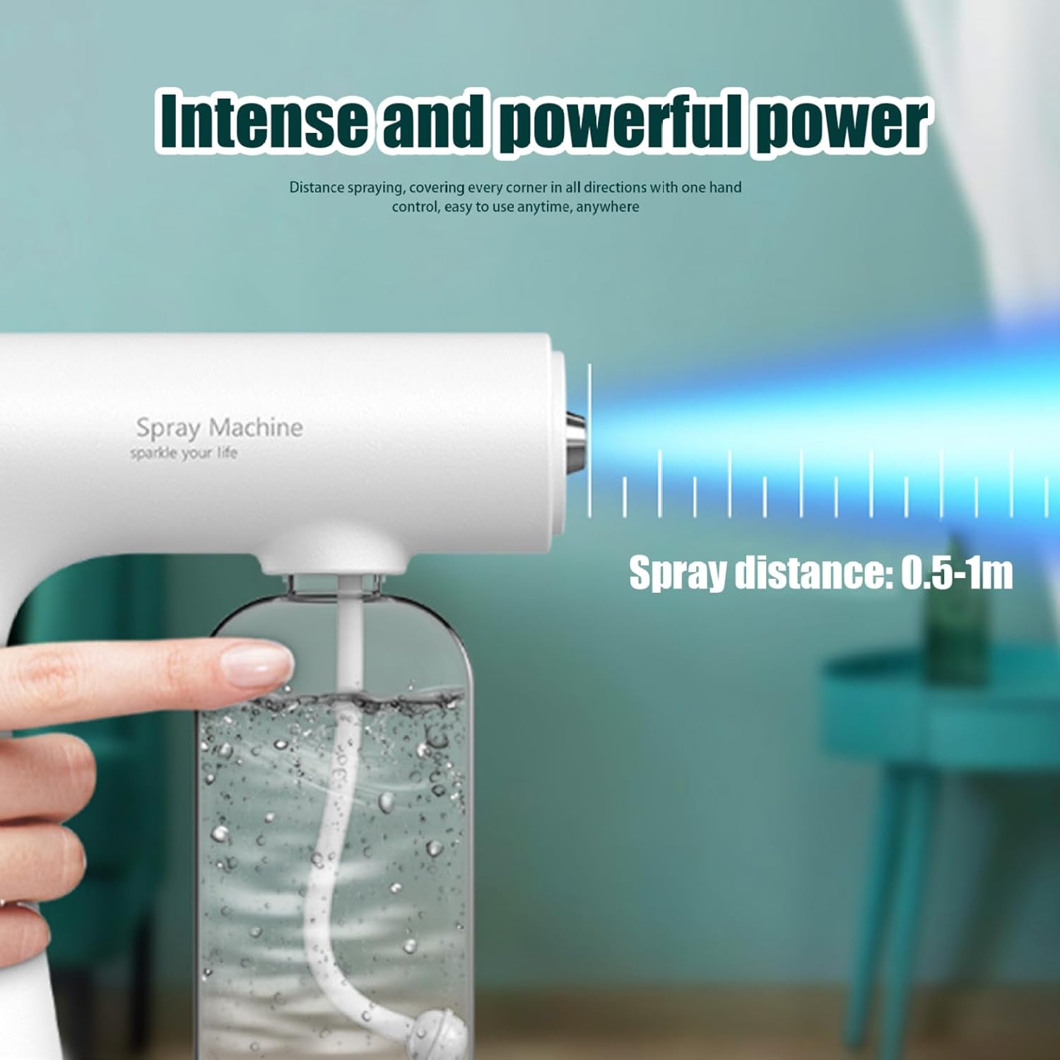 Atomizer Sprayer with Blue Light, Handheld 350ml Disinfecting Fogger, 2 Modes Adjustable Fogger Machine, Rechargeable Electrostatic Sprayer for Kitchen, Bathroom, Disinfectant Fogger