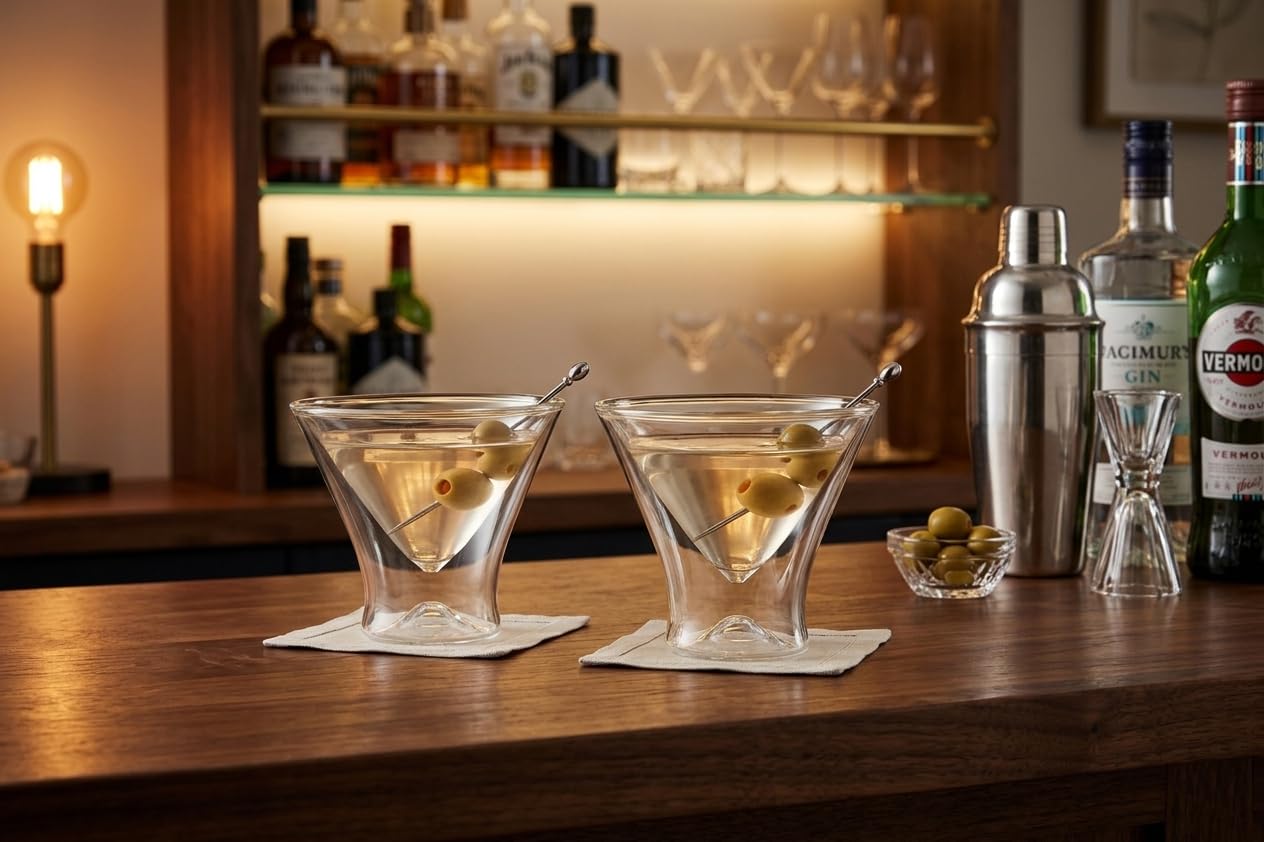 OUTSET Gafas Vasos de Doble Pared, Vidrio, Cristal