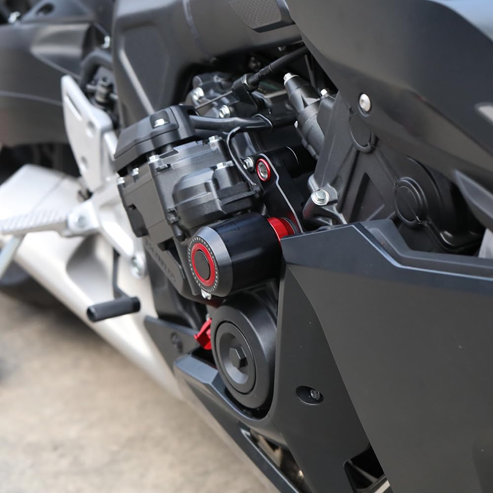 Modeer Motorrad Sturzpads Kompatibel mit H.onda CB650R / E-Clutch 2024 2025 | CBR650R / E-Clutch 2024 2025 Antikollision Rahmen Slider Sturzschutz Crashpads zubehör (rot)