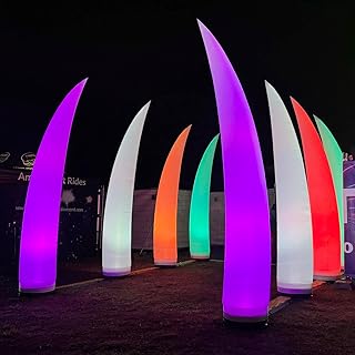 SAYOK Inflatable LED Tusk Decoration(10ft, 1PC) Inflatable Lighting Ivory Pillar Tube Column Arch with Blower for Nightclub Wedding Advertising Party Stage Event Rental Business Exhibition Park
