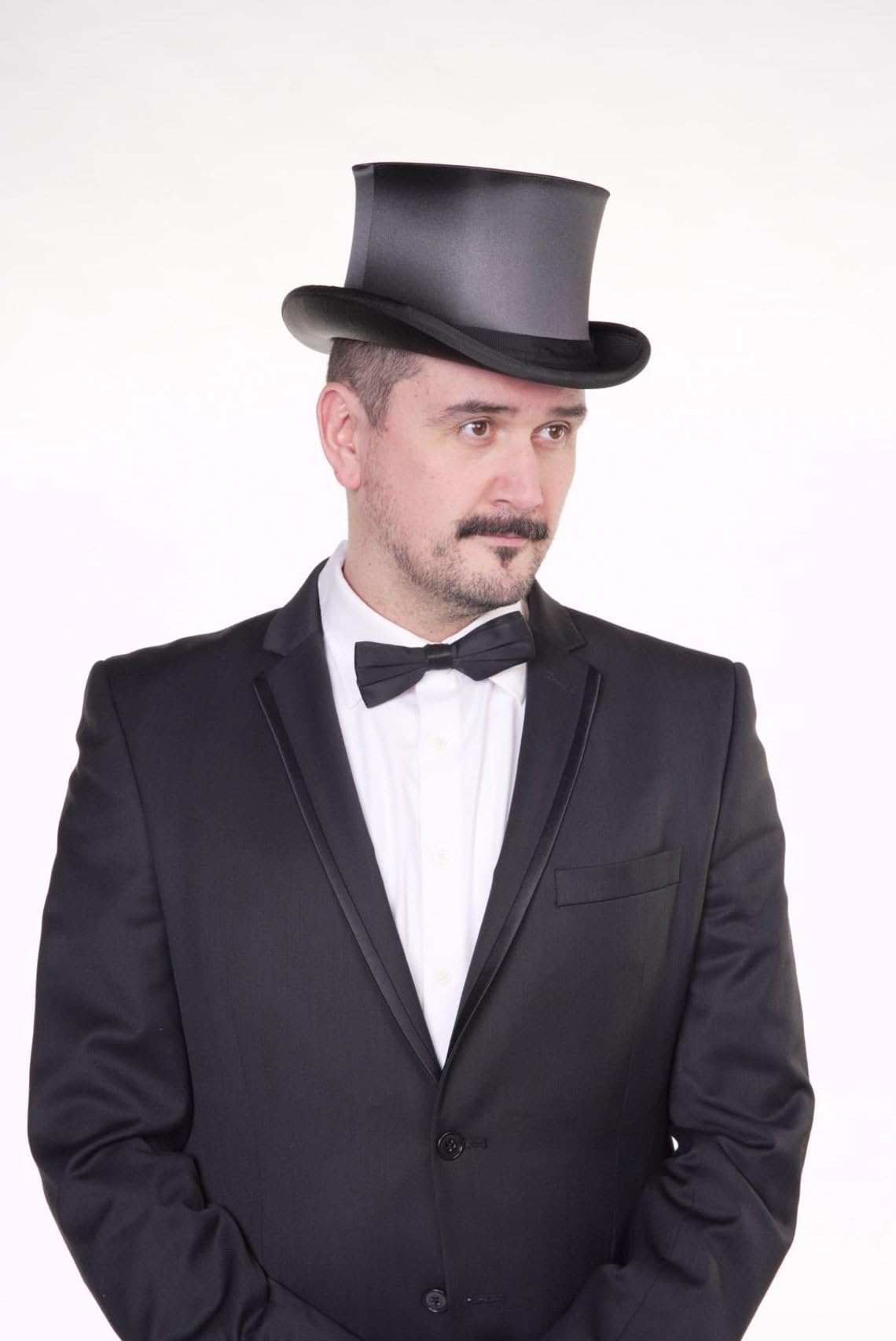Maskworld Hochwertiger Klappzylinder - Chapeau Clacque - klassisch festlich elegant - Damen & Herren - Schwarz - Höhe: 12,5 cm - handgefertigt in Deutschland - Hut-Manufaktur