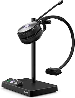 Yealink WH62 Entry Level, Plug & Play Monaural DECT Wireless Headset with Yealink Acoustic Shield Technology & 2 x Micro USB 2.0 Ports (Optimised for Microsoft Teams) – Black/Silver