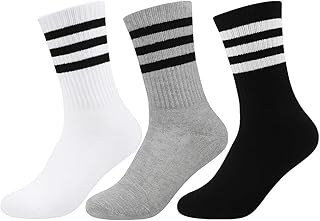 شرابات رياضية طويلة من القطن للرجال من تريندورا، بطول الكاحل، الوان متعددة، مجموعة من 3 قطع، مقاس EU 41-46