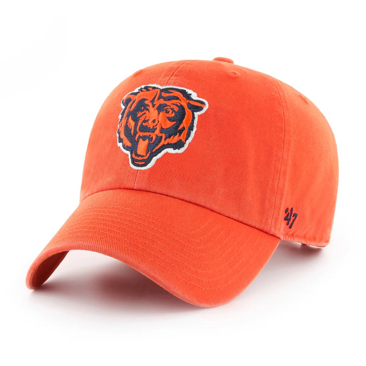 47 NFL Unisex Adult Alternate Clean Up Primary Logo Adjustable Hat Cap One Size, Chicago Bears - Orange, One size