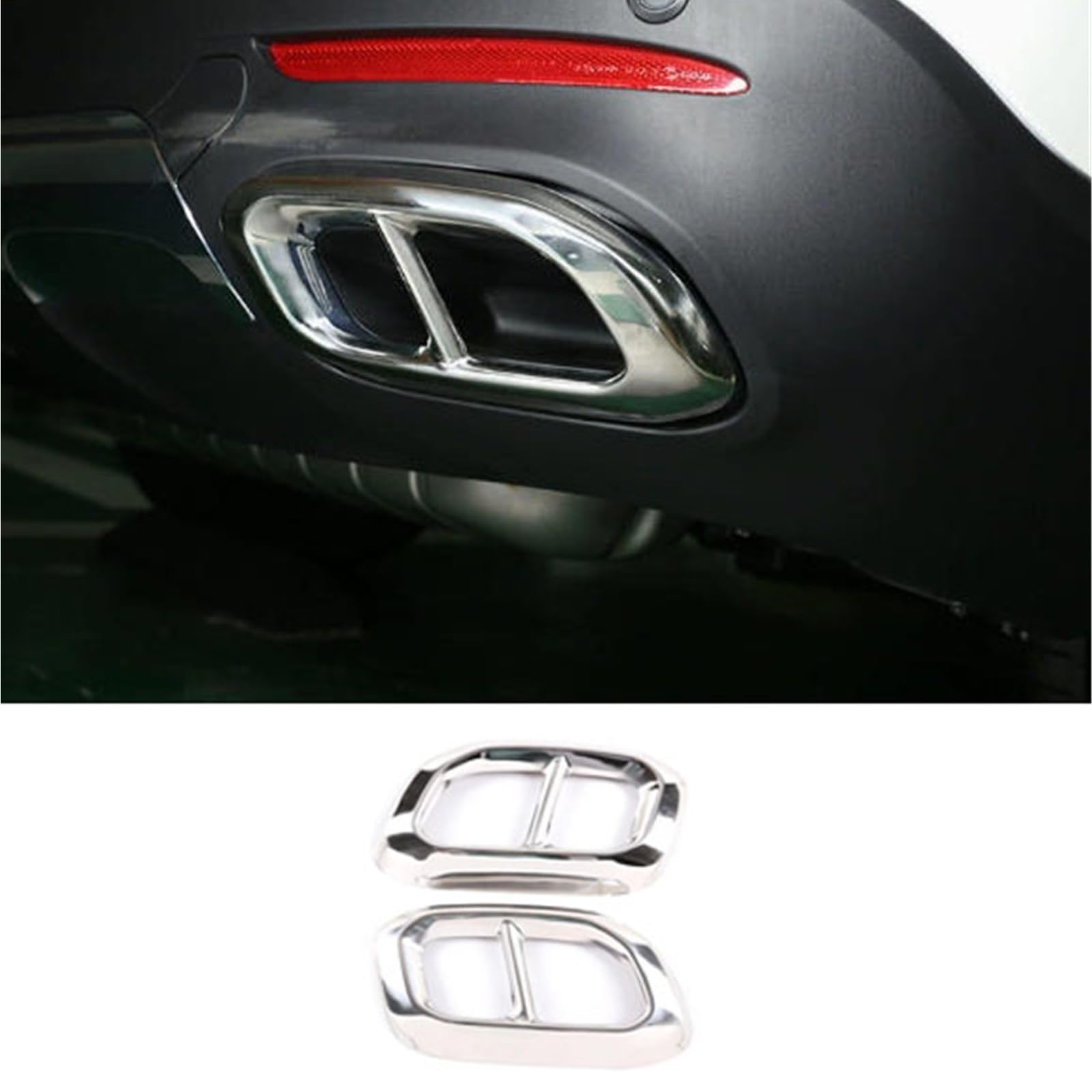 2 Sztuk Ze Stali Nierdzewnej Tylna Gardło Samochodu Tłumik Rury Wydechowej Pokrywa Kompatybilny Z GLC GLE GLS W167 X253 X167 2020-2022 Akcesoria(Silver)