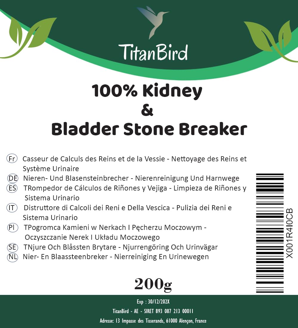 TitanBird 200g Rompepiedras - Limpieza de Riñones y Vejiga - Evita la Formación de Cálculos Renales y Vesicales y los Elimina