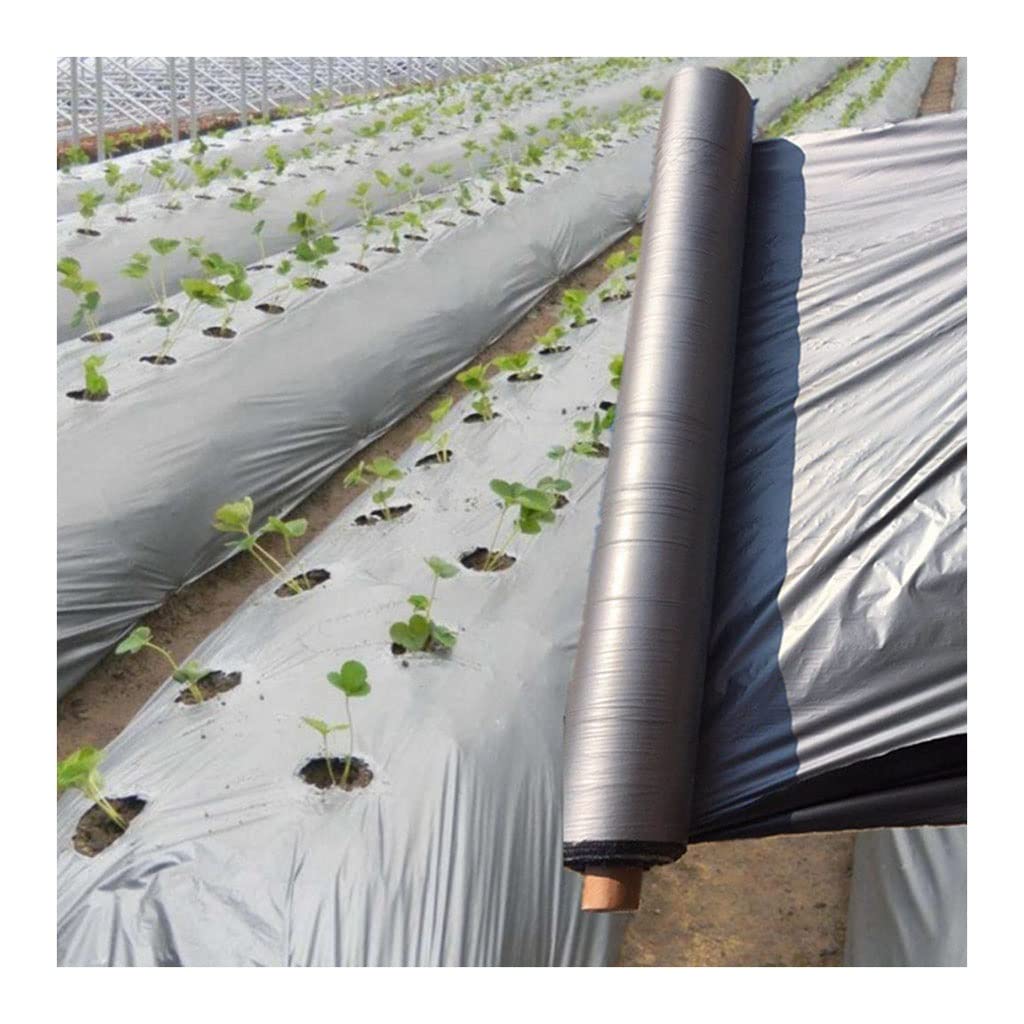 50m/lote de película de mantillo negra plateada, mantillo de Control de malezas reflectante for invernadero de jardín, película de plástico for árboles frutales de huerto(0.02mm,Width 2000mm)