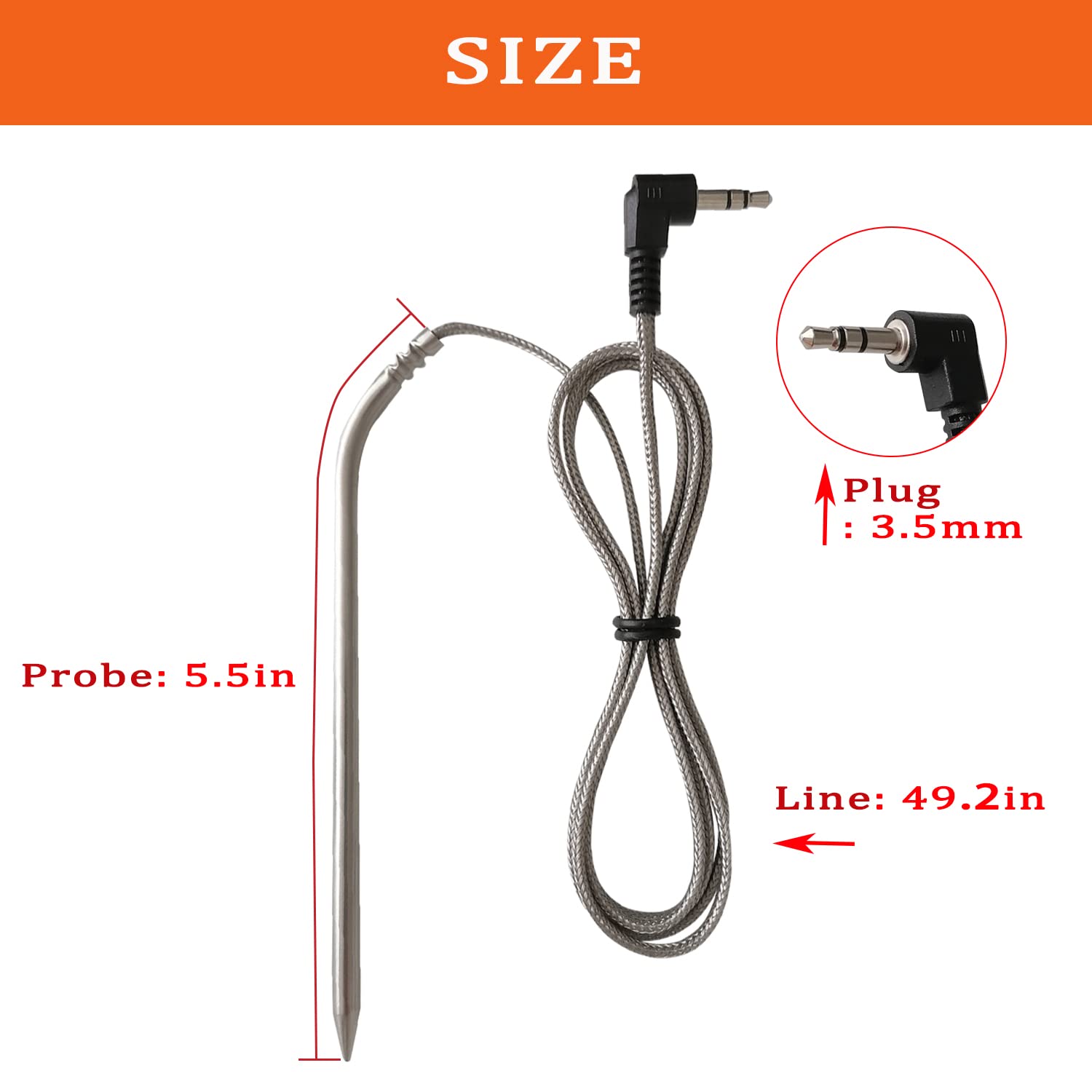 2 Pack High Temperature Meat Probe, Compatible with Camp Chef Wood Pellet Grills, Comes with 2pc BBQ Clip, Replace Stainless Steel Accessories image 3