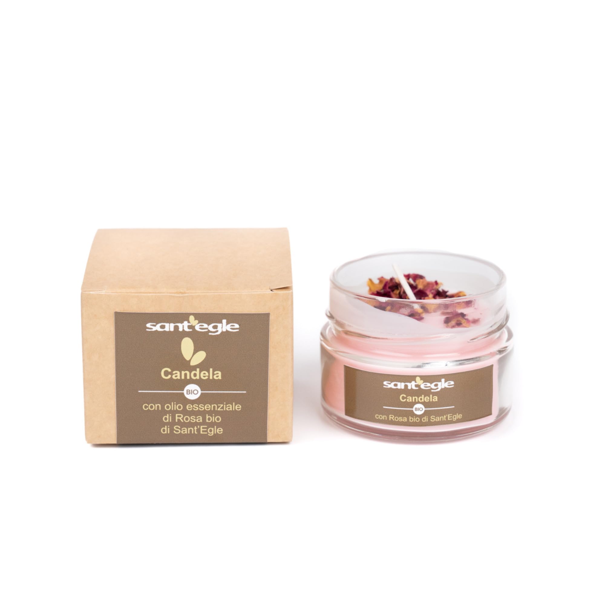 Sant'Egle Bio Duftkerze mit ätherischem Rosenöl, 3 x 100 g
