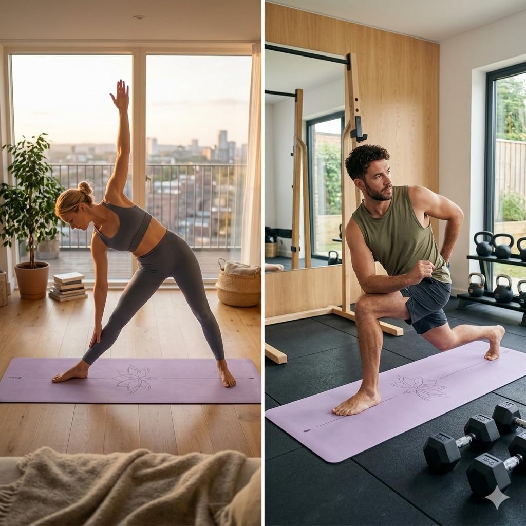 Tappetino da yoga in PU e gomma naturale, spesso, antiscivolo, per donne e uomini, ideale per yoga, palestra, pilates, fitness.