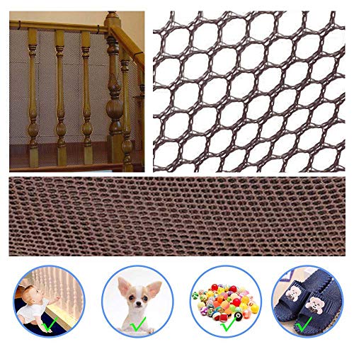 Child Proofing Banister Guard Net, Durable Baby Proofing Stairs Rail Safety Net, 10ft Lx2.5ft H Outdoor Balcony and Indoor Stair Railing Safety Mesh (Brown) - Thumbnail 3