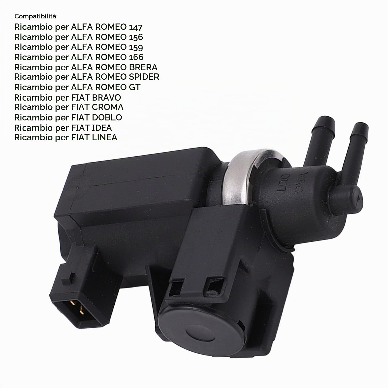 a Turbina Valvola del Convertitore di Pressione Turbo Valvola a Solenoide di Controllo a 2 Pin Sostituzione per Alfa Romeo 147 156 159 166