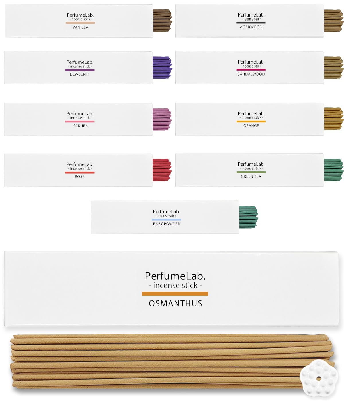 【Featured in Poco’ce Magazine】 Japanese Incense Aroma Incense Incense Holder Set (40 Sticks, Osmanthus) : Home & Kitchen