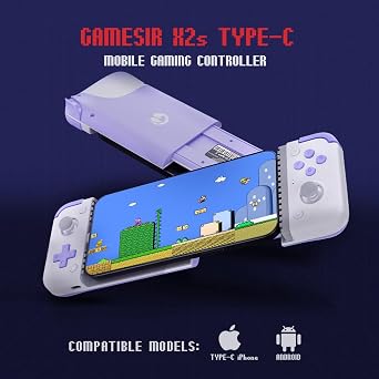 GameSir X2s Type-C Mobile Gaming Controller لهواتف iPhone 15 Series (USB-C)/Android، وحدة تحكم الهاتف مع عصي تأثير القاعة/مشغل القاعة، وظيفة Turbo، تشغيل COD، الألعاب السحابية، الملاعب