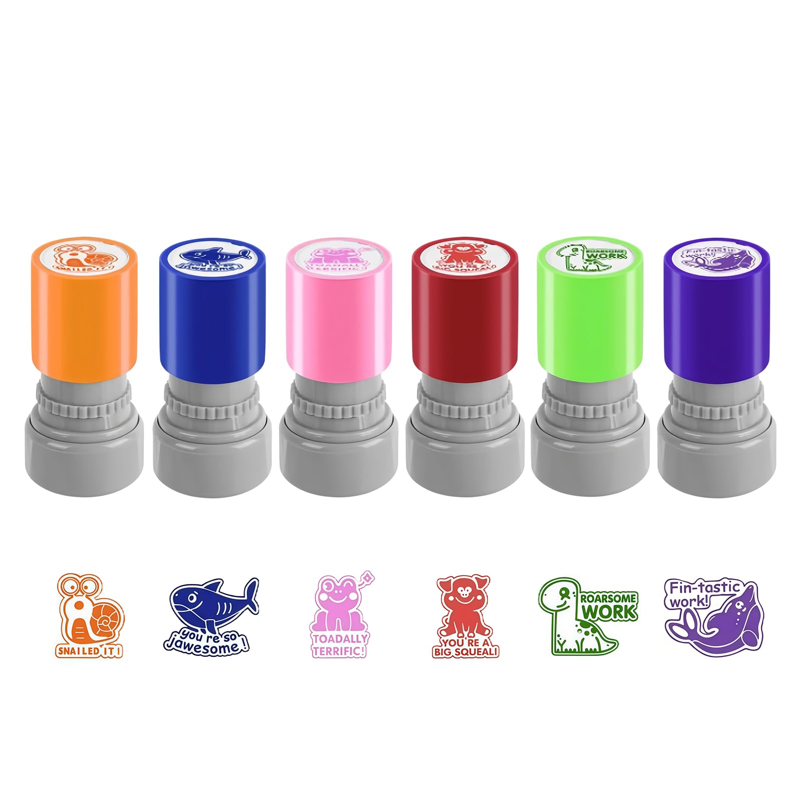 6 Pcs Teacher Stamps, Multicolour Self Inking Stamp Cute Teacher Stamps for Marking, Encouraging Kids Reward Stamp for Teachers Parents Students School Supplies (B)