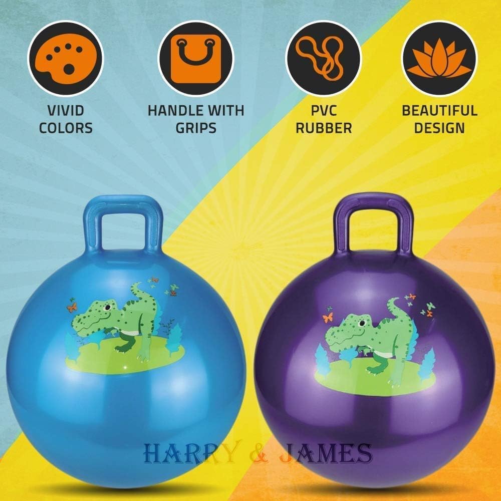 HARRY & JAMES® Sit and Bounce Rubber Hop Ball with Handle Jumping & Bouncing Ball Toys Indoor & Outdoor Kids Exercise Gym Sport Hop Ball for Kids,Boys,Girls,Adults (Big Size 56Cm/22Inch,Multicolour) 1