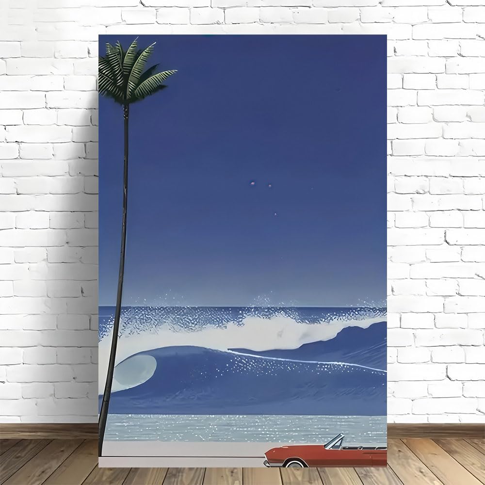 Cuadro de palmera estilo retro 40x50cm: lámina playera para renovar la estética del salón