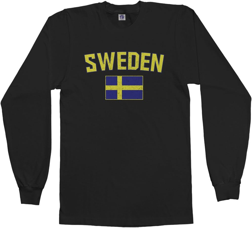 Threadrock Men's Sweden Flag Long Sleeve T-Shirt