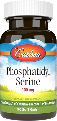 Carlson - Fosfatidilserina, 100 mg, sin OMG, función cerebral, 90 cápsulas blandas