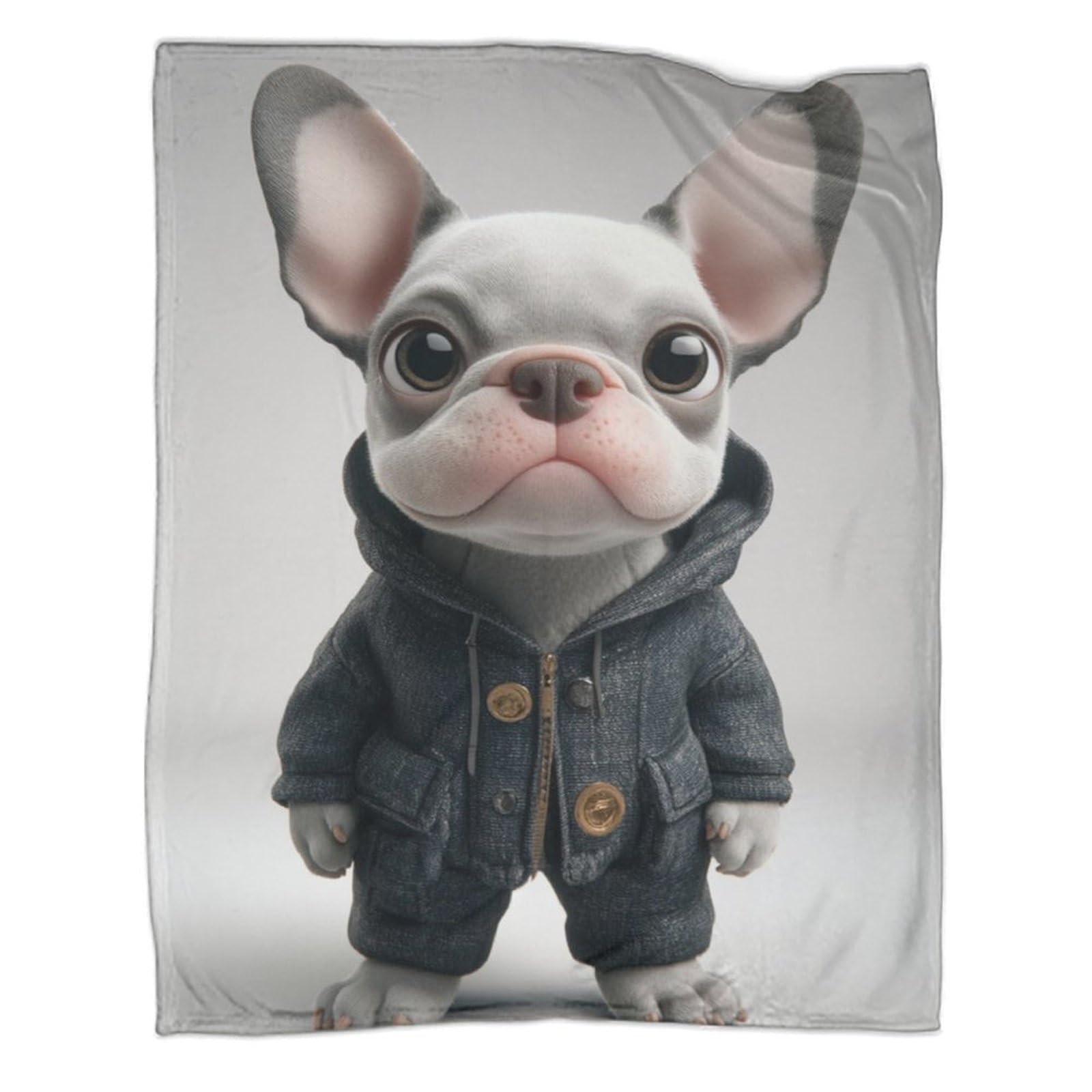 Couverture Bouledogue français en flanelle idéale pour vos soirées canapé cocooning