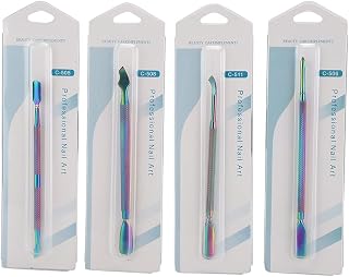 Empurrador de cutículas de unha, empurrador de aço de ponta dupla, artesanato requintado, segurança e proteção ambiental. Loja para casa(4-piece set)