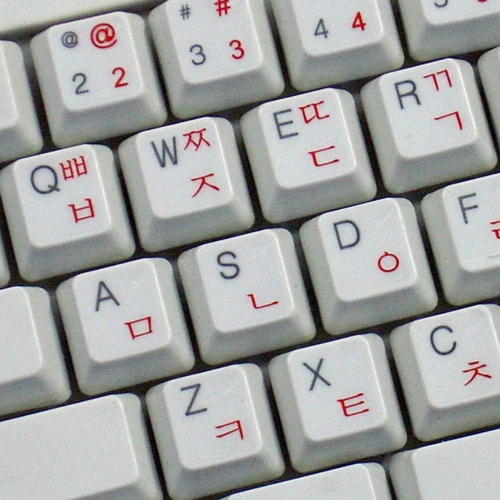 Korean Keyboard Labels Layout with RED Lettering Transparent Background for Desktop, Laptop and Notebook