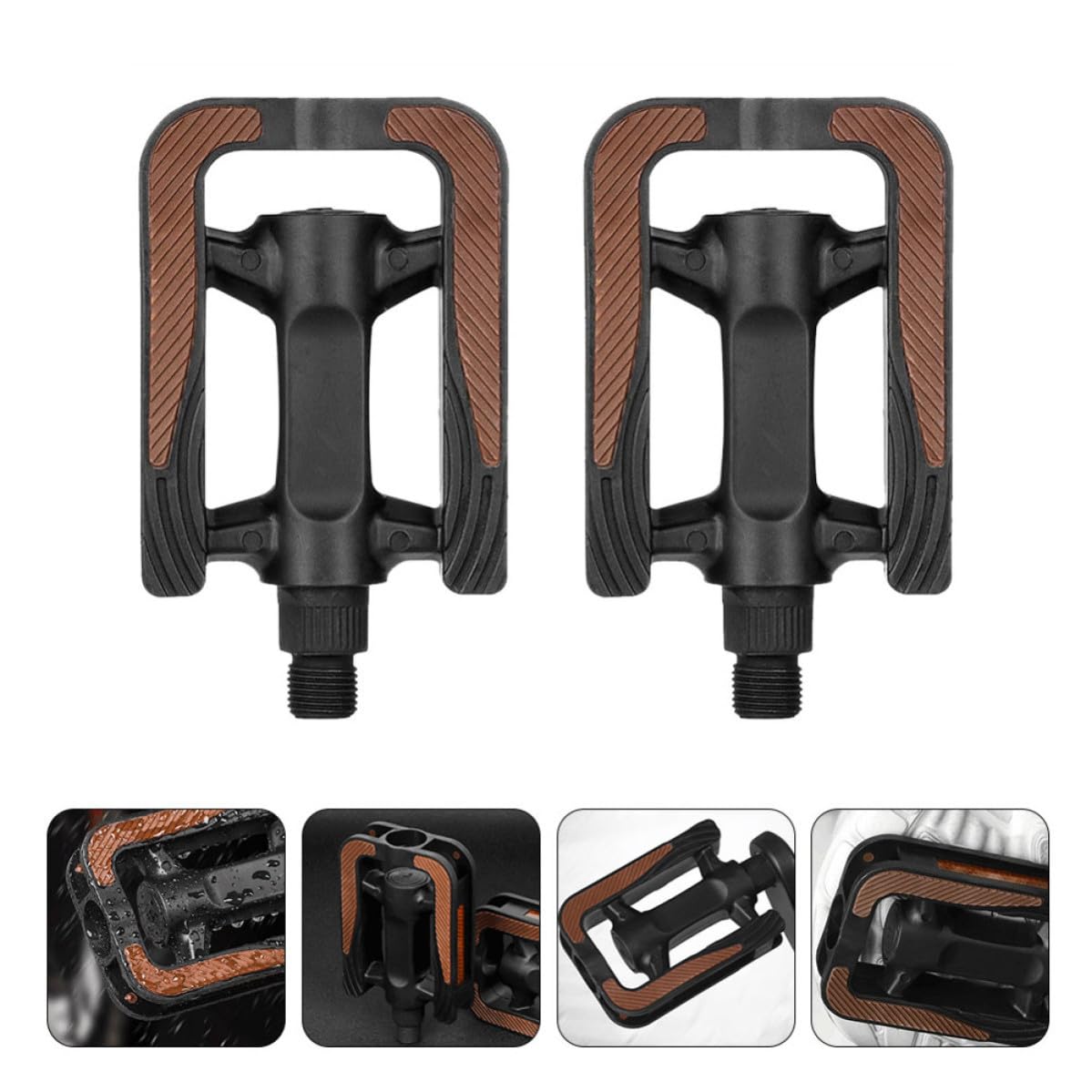 Pedali Bici Antiscivolo Doppio Grip, Cuscinetto Sigillato Nero | Coppia, Struttura in Plastica e Acciaio, Impermeabili, per Mountain Bike e Uso Quotidiano