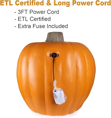 Miniatura 6 de Farol de calabaza Jack O iluminado de Halloween para decoración de interiores y exteriores, farol de calabaza preiluminado con cable certificado ETL